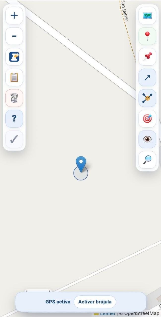 GPS activo en Rumbo Vigía Pro con la brújula todavía desactivada