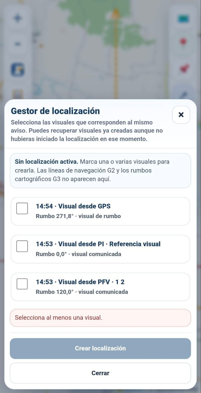 Gestor de localización mostrando varias visuales disponibles para seleccionar