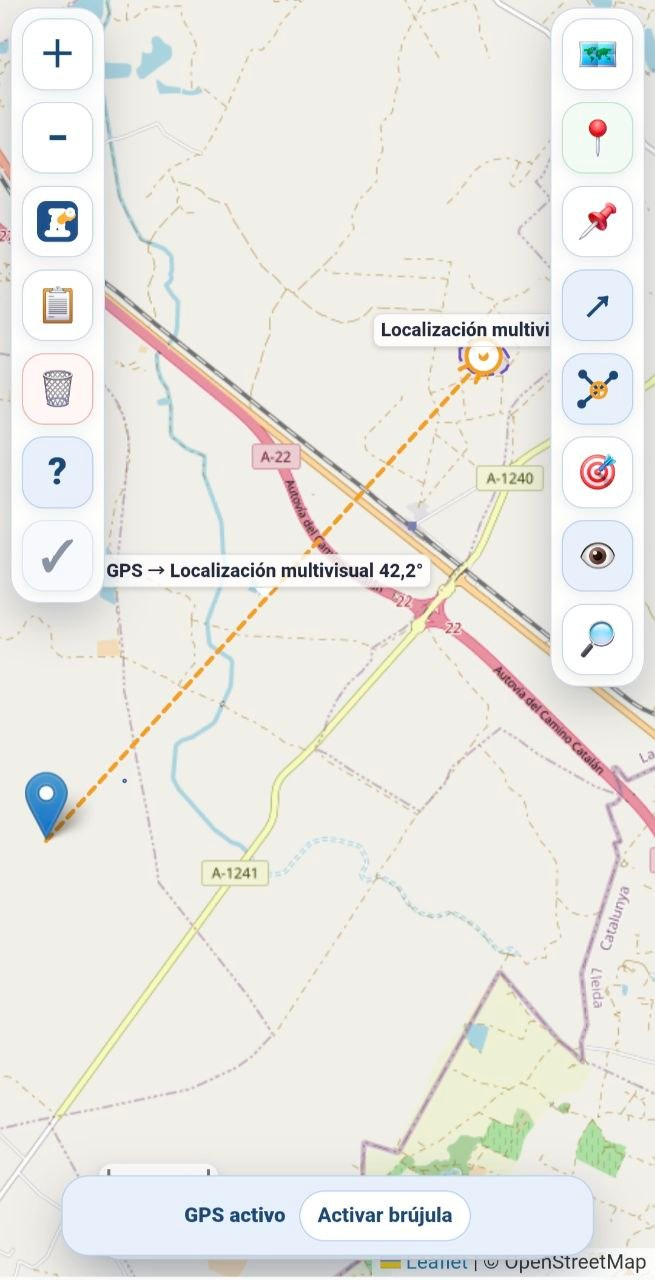 Rumbo desde el GPS del usuario hasta una localización mostrada en el mapa